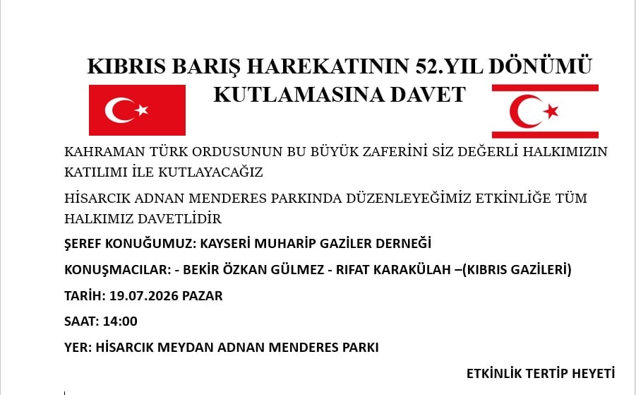 KlBRlS BARIŞ HAREKETlNlN YlLDÖNÜMÜ HİSARCIKTA KUTLANACAK 
