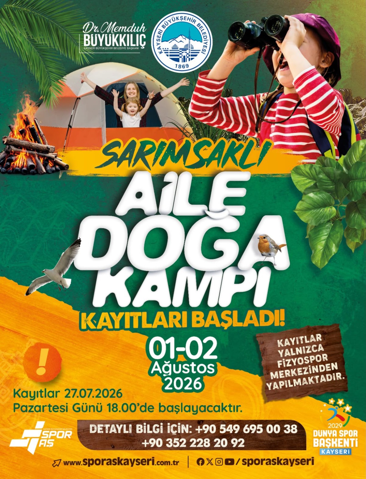 SARIMSAKLI AİLE DOĞA KAMPI KAYITLARI BAŞLADI