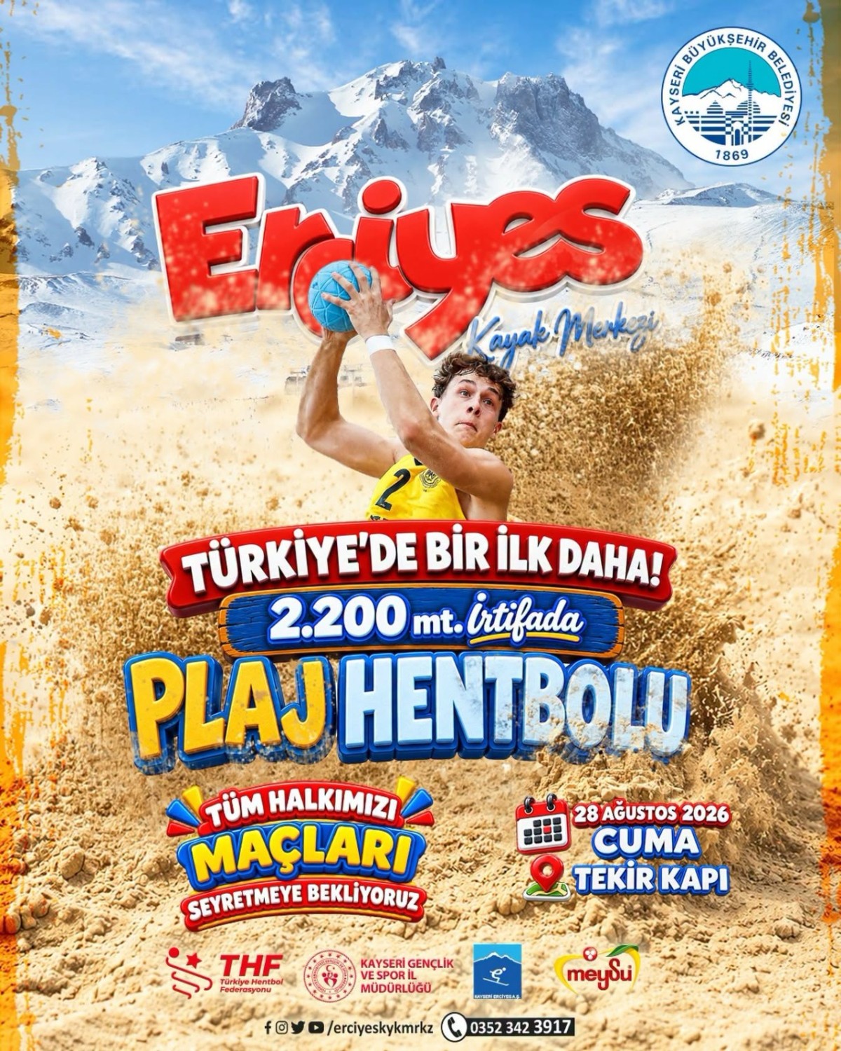 ERCİYES’TE 2 BİN 200 METREDE PLAJ HENTBOLU