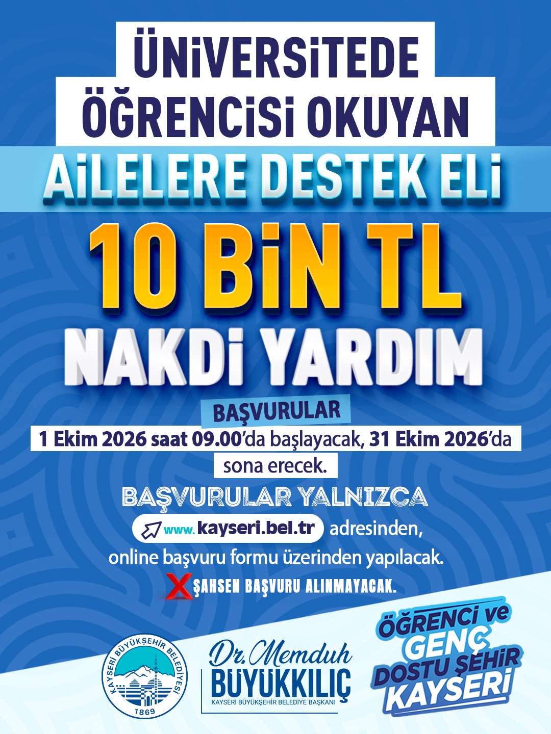 BÜYÜKŞEHİR’DEN ÜNİVERSİTELİ ÖĞRENCİSİ BULUNAN AİLELERE 10 BİN TL DESTEK