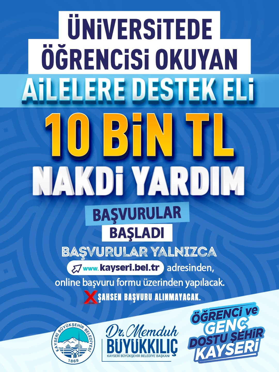 10 BİN TL’LİK ÜNİVERSİTE DESTEĞİNDE BAŞVURULAR BAŞLADI
