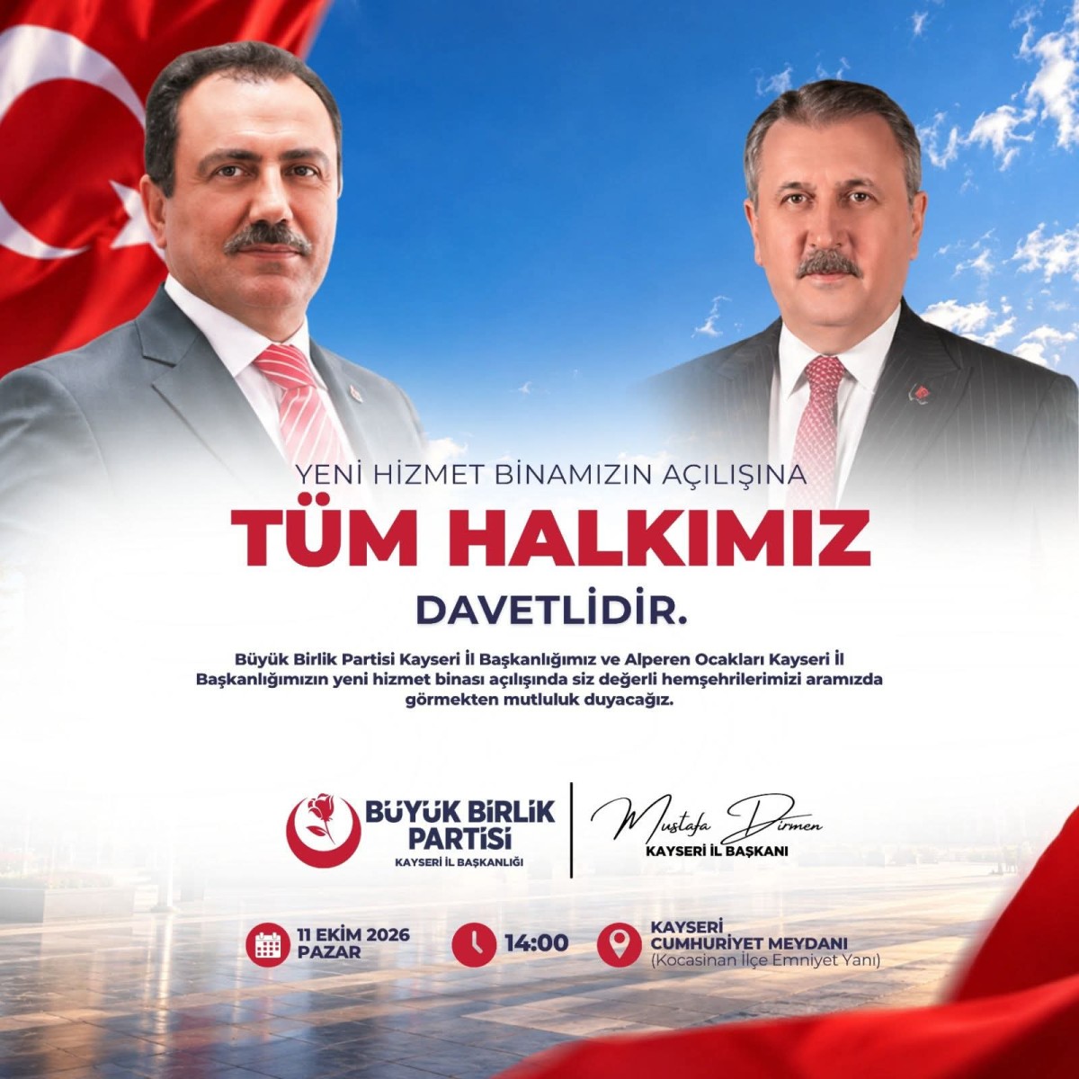 BBP'NİN YENİ İL BİNASI İLE ALPEREN OCAĞI AÇlLlSlNl DESDİCİ YAPACAK