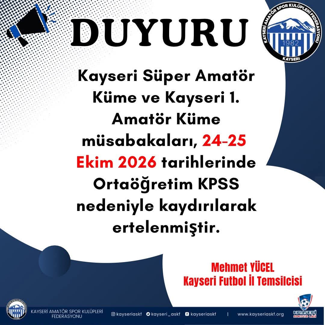 AMATÖR KÜMEDE MAÇ PROGRAMI KAYDlRlLDl 