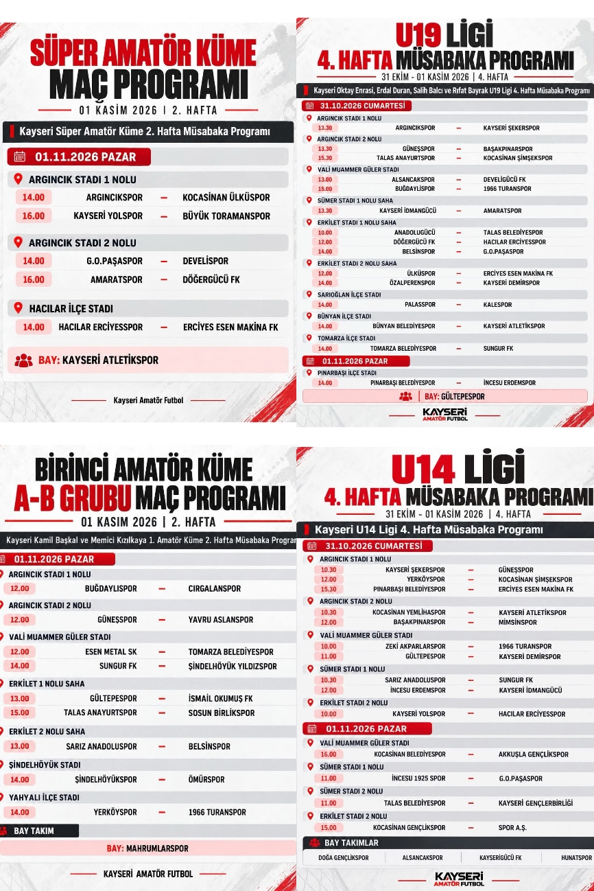 AMATÖR KÜMEDE MAÇ PROGRAMI AÇlKLANDl 