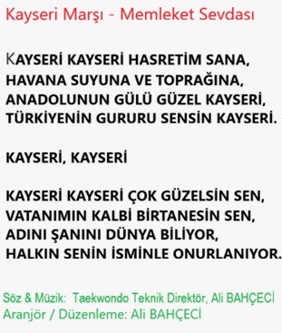 ALİ BAHÇECİ 'DEN KAYSERİ MARŞl